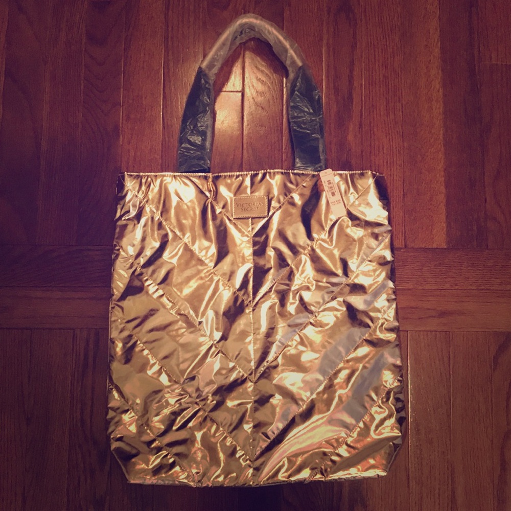 Metallic Rose Gold Victoria’s Secret Tote (tall)